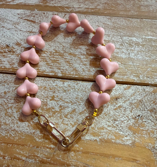 Hartjes telefoonkoord roze